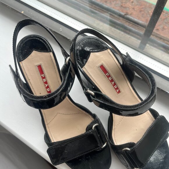 Prada Patent Leather Heeled Sandals | Size US 7 / EU 37 - Picture 10 of 16